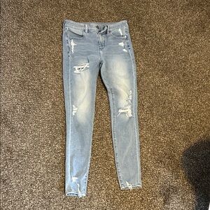 American Eagle Outfitters Sky Blue Ripped Skinny Jeans